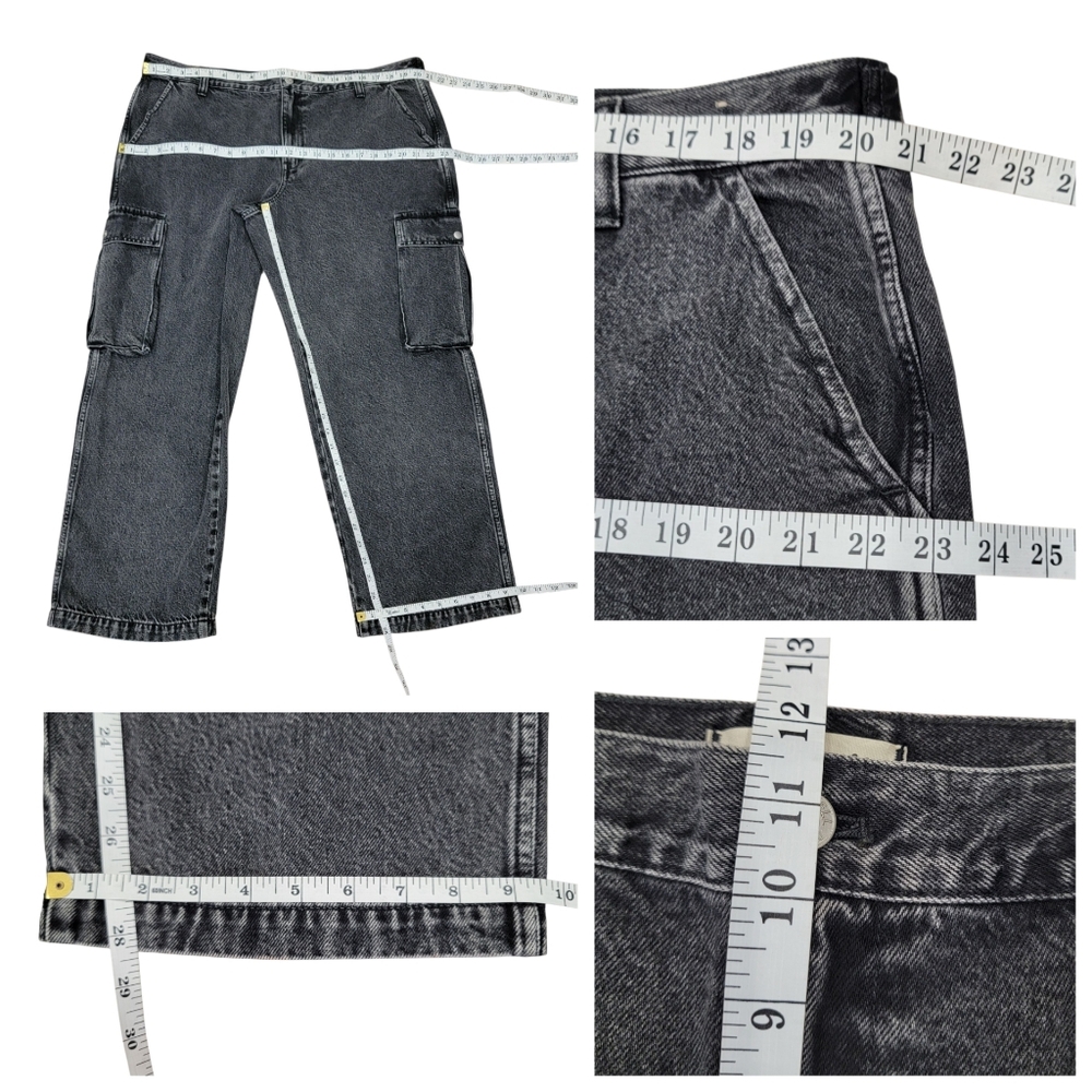 Madewell Low-Slung Straight Cargo Jeans Faded Black Baggy Slouchy Women’s W33P - Picture 16 of 17